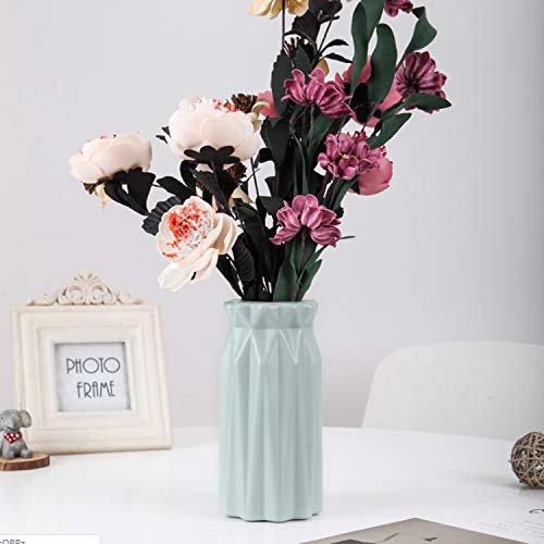 Ceramic Look Plastic Vase - Unbreakable Vase For Flowers (Origami Sage Green) #TOP1