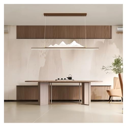 Lustre moderne LED 120cm effet bois pour salon et salle à manger contemporaine