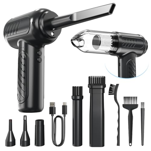 GOAMGE Soplador de Aire para PC y Aspirador 2 en 1, 3 Velocidades, 110.000 RPM, 4000 mAh, con Boquillas, Cepillo de Limpieza de Teclado y Cable de Carga USB,Aire Comprimido Limpieza PC, Coches, Sofás