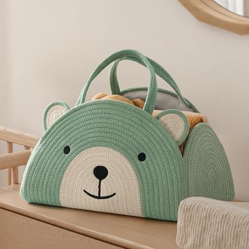 Organizador de pañales de gran capacidad con diseño de oso y cuerda suave 4