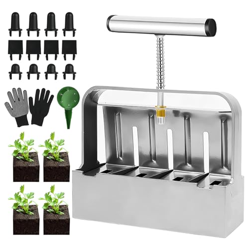 Bloqueur De Sol Manuel, Presse Motte pour Semis avec Semoir À Graines et Gants, Outil De Blocage De Terre pour Planter et Transplanter