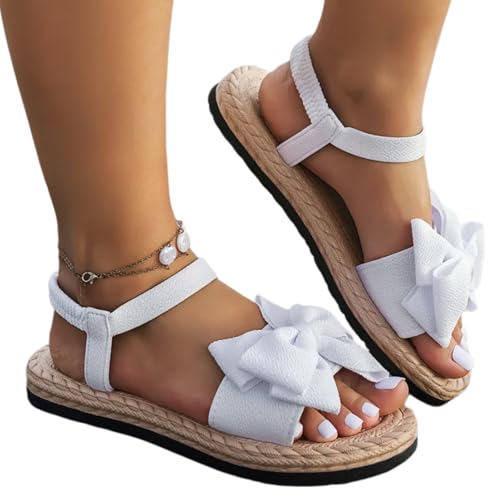 Sandales à arc plat pour femmes blanches taille 42, chaussures d'été légères - 3
