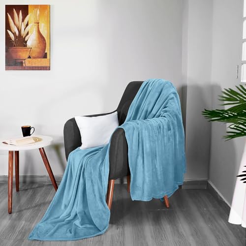 Image of Cotton Bolls Textiles Super-Soft Mid Winter Fleece Double Blanket Cozy Heaven Deluxe Fleece Blanket Ultra-Soft Fluffy & Warm, 90 X 90 Inches (Aqua)