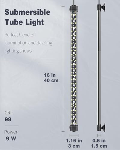 Pawfly 40 cm Luz LED Acuario 24/7 Luz para Pecera con Espectro Completo Blanco Brillante Azul Rojo Verde Luces LED Multicolores con Modo D/N Efectos de Color Único Temporizador y Brillo Ajustable - imagen 4