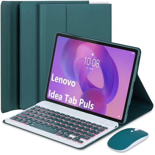 EHLCYS for Lenovo Idea Tab Plus 12.1�C���`/Tab K12 2025���f�� (TB361ZU/TB361FU) �p�L�[�{�[�h�P�[�X�A7�F�o�b�N���C�g�t���}�O�l�b�g�����O���\Bluetooth�L�[�{�[�h�A�����^�ی�J�o