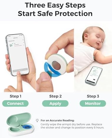 Momcozy Wearable Smart Baby Thermometer with CozyLink Signal Booster Set, Long-Range Real-time Temperature Monitoring，Temperature Trends, High/Low Alerts, Stable Remote Monitoring — view 7