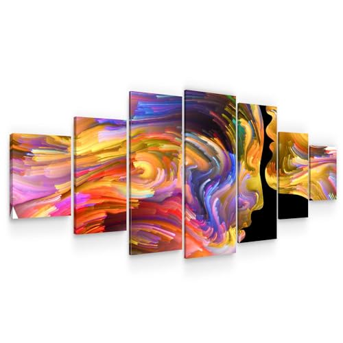 Tableau abstrait xxl 7 pièces amoureux colorés impression toile 100x240