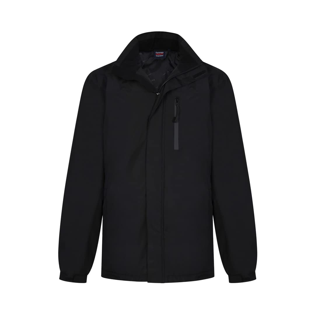 Espionage Mens Kingsize Coat Padded Breathable Waterproof Jacket Big Size Black 6XL (JT121)