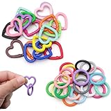 HERKINDNESS 40 Stück Schlüsselringe Bunt, Runde und Herzförmige Mini Karabiner Schlüsselanhänger, Bunt Schlüsselringe Klein, Ringe für Schlüsselanhänger mit Feder, für Schlüssel, Taschen, DIY