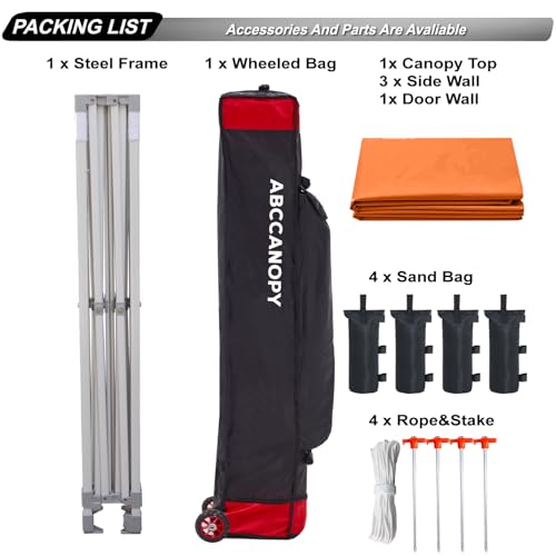 Image of ABCCANOPY Commercial Pop Up Canopy Tent with Sidewalls 10X10,Orange