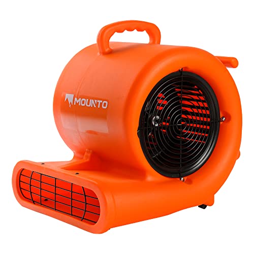 Mounto 1/3hp Air Mover 2000cfm Carpet Dryer Blower Floor Drying Fan - 3-Speed Air Mover w/Dual GFCI Outlet, 25ft Power Cord for Drying, Cooling, Air Circulation (Orange)