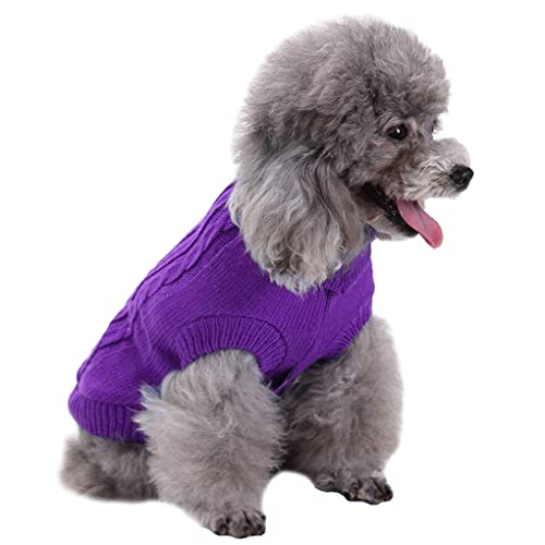 Chborchicen Small Dog Sweaters Knitted Pet Cat Sweater Warm Dog Sweatshirt Dog Winter Clothes Kitten Puppy Sweater (Small, Purple) #TOP4
