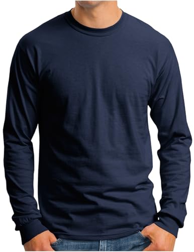 T-shirt manches longues OM3 pour vos soirées décontractées bleu marine