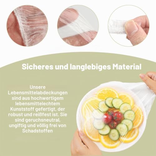 400 Stück Frischhaltefolie mit Gummizug Wiederverwendbar, Abdeckhauben für Lebensmittel, Elastische Frischhaltebeutel mit Gummizug, Schrumpfbare Lebensmittelabdeckungen Versiegelungsbeutel (400)