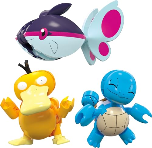 MEGA Pokémon Aventure Aquatique Jouet de construction avec 319 pièces et figurines articulées Écayon, Carapuce et Psykokwak, pour enfants, HXF79