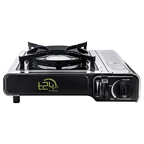 Campingspis i rostfritt stål, utomhus, gasspis + grillplatta + gasflaskor, utomhus, camping, gasspis set (spis)