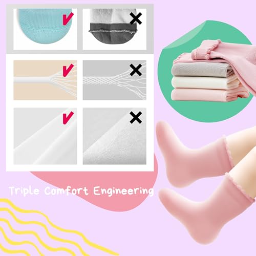 UMELOK Baby & Toddler Cotton Crew Socks 4-Pack for 1-6 Years Boys Girls - Breathable Everyday Kids Ankle Socks2