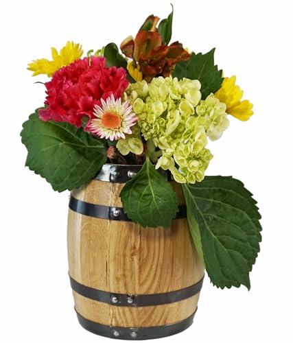 6 Inch Whiskey Barrel Planter Pot - Small Outdoor Plant