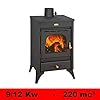 Stufa a legna carbone acciaio Kir 9/12 Kw vetro ceramico piastra cottura
