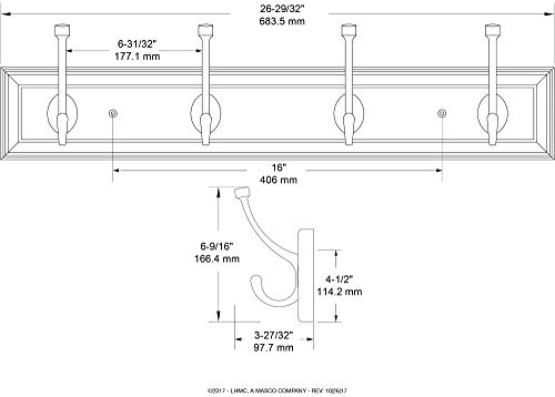 Liberty 129846 27-Inch Galena Hook Rail/Coat Rack With 4 Pilltop Hooks, Honey Maple And Statuary Bronze #TOP6