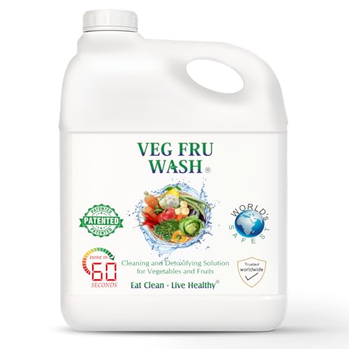Image of Natural Fruit & Vegetable Wash Liquid - 5L Economy Pack, Removes Pesticides, Wax & Bacteria, Food-Grade Disinfectant Works in 60 Sec, Patented & Scientifically Proven Detoxifying Solution