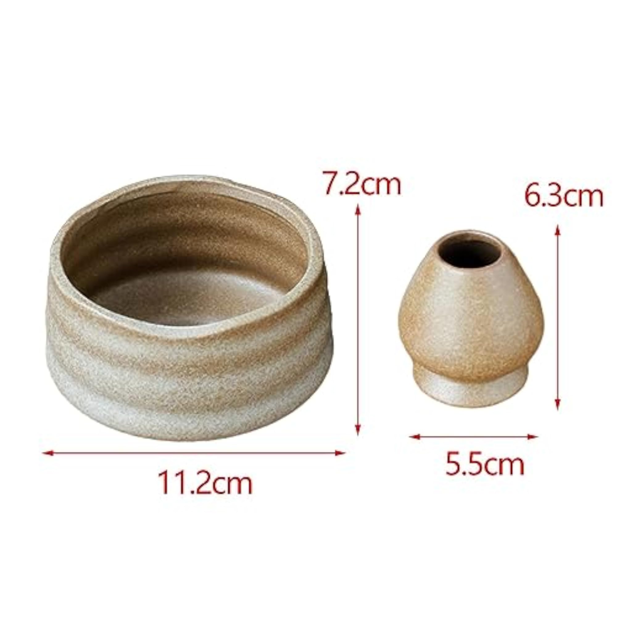 Handmade Ceramic Matcha Bowls with Whisk Holder