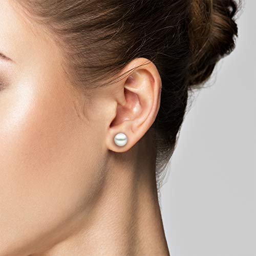 Unique Pearl 14K Gold 8-8.5Mm White Akoya Saltwater Cultured Pearl Stud Earrings, Aaaa Quality #TOP2