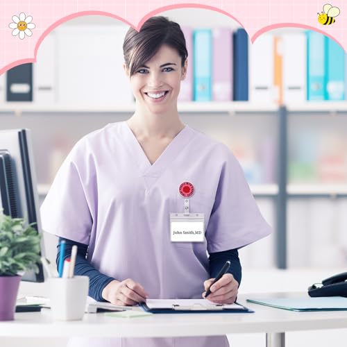 Landical Carretel de crachá fofo com 18 peças, engraçado, positivo, crachá de identificação, prended