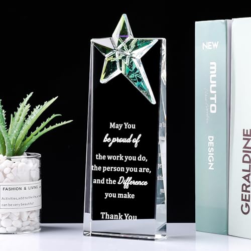 JUSTSY Employee Appreciation Gifts Crystal Trophy Awards for Volunteer Staff May You Be Proud of The Work You Do Thank You Gift for Coworkers Retirement Going Away Farewell