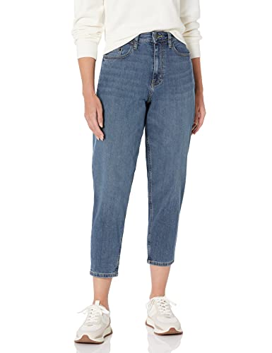 Amazon Essentials Women's High-Rise Relaxed Leg Tapered Ankle Jeans - Discontinued Colors, Medium Wash, 10