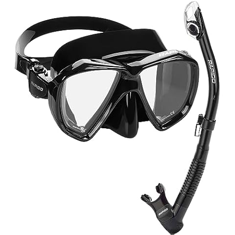 Phantom Aquatics Velocity Scuba Snorkeling Mask Snorkel Set, Black Titanium Cover