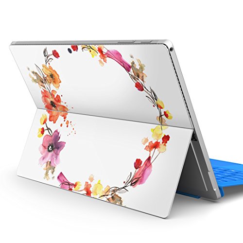 igsticker Surface pro7 (2019) pro6 pro2017 pro4 専用 スキンシール サーフェス ノートブック ノートパソコン カバー ケース フィルム ステッカー アクセサリー 保護 014398 花 リース カラフル