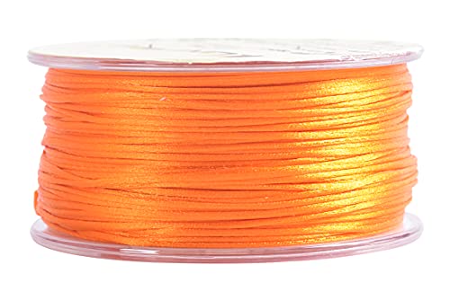 KONMAY Nylon Satin Silk Trim Cord, 50 Yards 0.8mm Rattail Beading String for Chinese Knotting, Kumihimo, Beading, Macramé, Jewelry Making, Orange