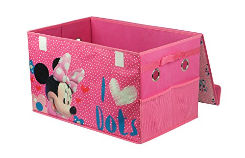 Image of Disney Minnie Mouse Collapsible Storage Trunk with Lid and Mesh Side Pockets and Carry Handles 22.25 inchL x 14.15 inchW x 13.5 inchH