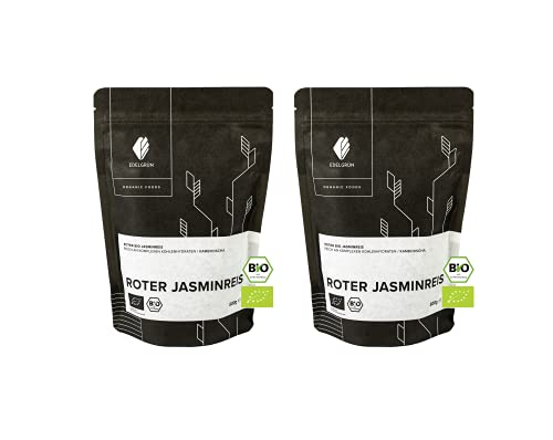 Edelgrün Roter Jasminreis Bio im 1000g Sack | Vollkornreis, Langkorn, rot, vegan, glutenfrei, duftreis, naturreis | natural red rice 1kg Cover