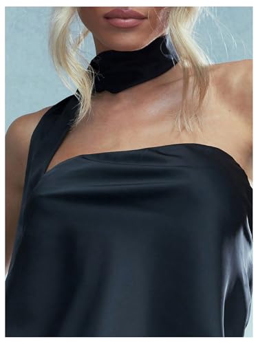 SHENHE Women's Satin Tube Top Strapless Backless Sexy Bandeau Tank Crop Top with Scarf4