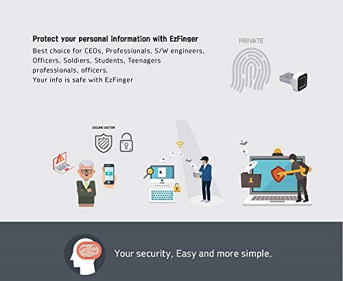 Octatco EzFinger Fingerprint USB Key for Windows 7, 8, 8.1 & 10, Windows Hello, File encryption, Folder Lock, Biometric Authentication