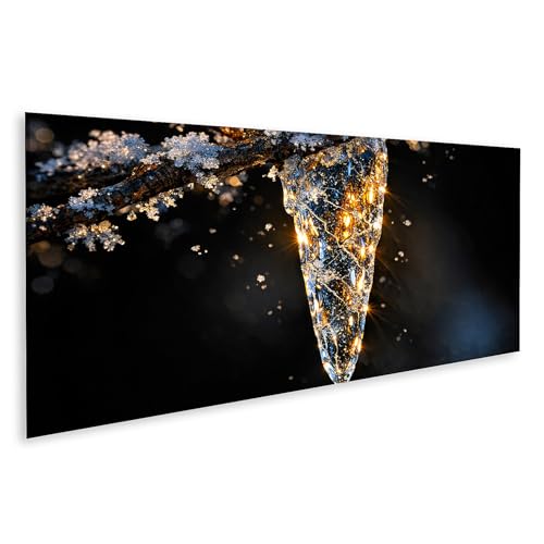 Tableau macro d'un stalactite scintillant panorama grand format