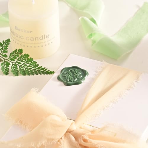 UNIQOOO Wax Seal Stickers - Olive Branch Wedding Invitation Envelope Seal Stickers, 50 Pcs Self- Adhesive Olive Green Gold Stickers, Perfect for Invitation, Envelopes, Gift Wrapping, Christmas