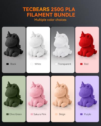 Image of TECBEARS PLA Filament Bundle, 2kg Bundle, J2501, 0.25kg /Spool, 8 Packs