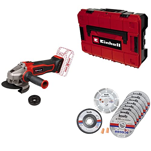 Einhell Akku-Winkelschleifer TE-AG 18/115 Q Li-Solo Power X-Change (18V, Ø115 mm, 28 mm Schnitttiefe, Quick Fix Nut, ohne Akku, inkl. Koffer und Trennscheiben-Set)