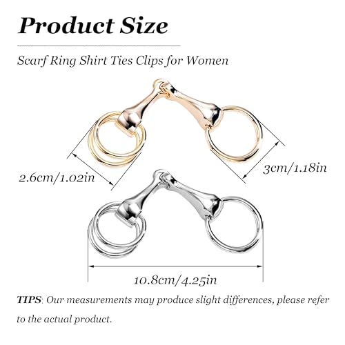 Image of 2 Pcs Scarf Ring Clips for Women Metal Shirt Tightener Cinch Buckle for Silk Scarf Shawl Blouse Sweater T Shirt Clothing Accessories