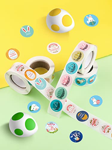 2000Pcs Happy Easter Stickers Roll Labels, Ebanku Easter Bunny Eggs Stickers Roll Gift Tags For Easter Envelope Card Seals Self-Adhesive Decorative Stickers #TOP7