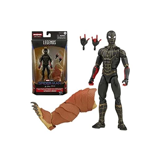 Spider-Man Figura de acción Coleccionable de 15 cm Traje Negro y Dorado, 2 Accesorios y 1 Pieza de Figura para armar Marvel Legends Series