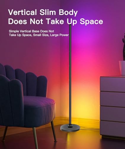 Image of LED Floor Lamp RGB Corner Floor Lamp, Music Sync Colour Changing Dimmable Brightness USB Power Supply for The Living Room, Playroom, Bedroom, Party Decoration