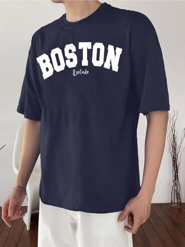 Image of LEOTUDE Men's Half Sleeve Round Neck Cottonblend Graphic Print Oversized Tshirt for Man