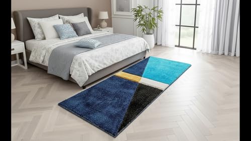 Image of Modern Fluffy Silky Micro Fiber Polyster Carpet /Runner for Bedroom, Study Room, Playing Room, Guest Room ETC 1.5x3 feet-C-15