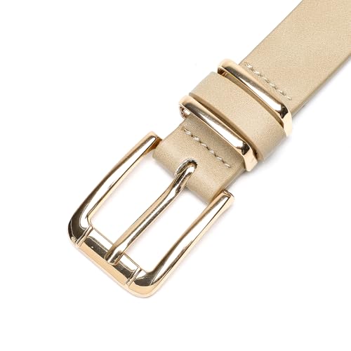 Thin Belts for Women Jeans Dresses Skinny Ladies Waist Faux Leather Belt with Gold Buckle4