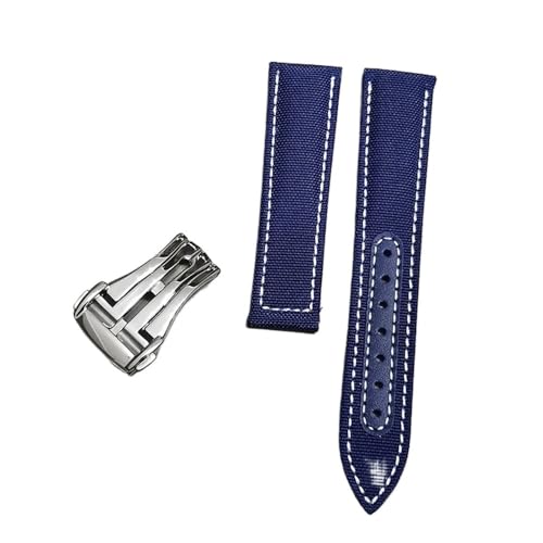 Bracelet de montre étanche en cuir et toile résistant à l'eau pour Omega Seamaster