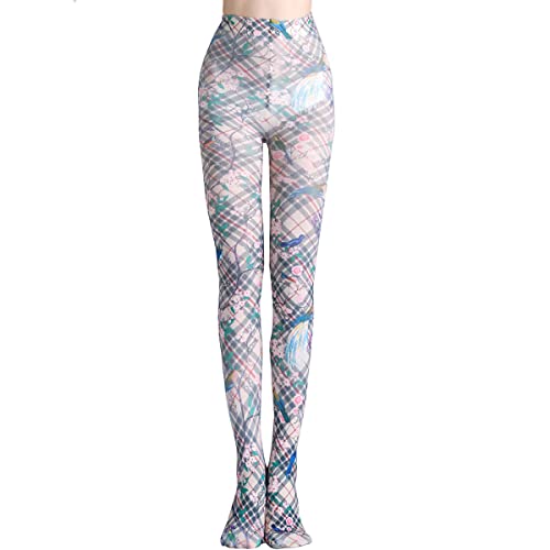Image of Sahabowi Women Tights, Sheer High Waist Pantyhose, Vintage Control Top Stockings, Siwa opaque print1